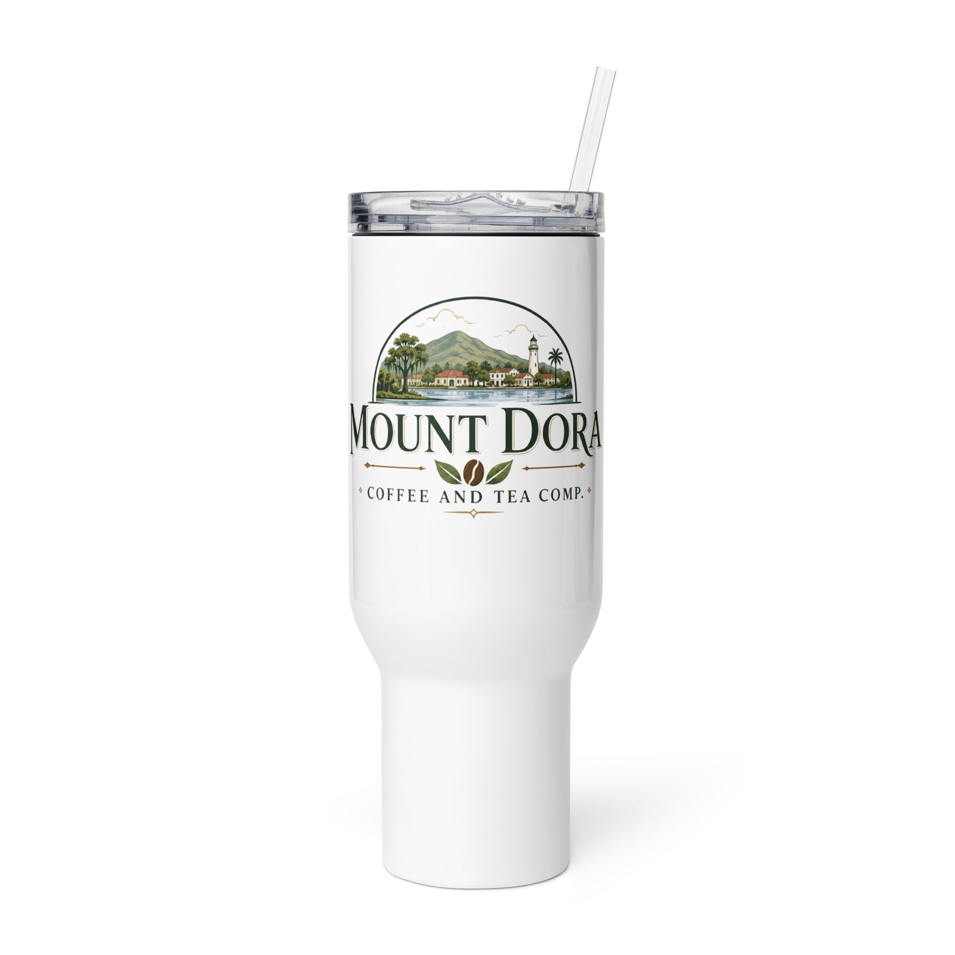 Travel mug with a handle – coffee mug from Mount Dora Coffee & Tea Co.
